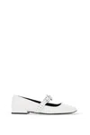 Versace Medusa Bow Open Toe Mary Jane Flat In Optical White-palladium (white)