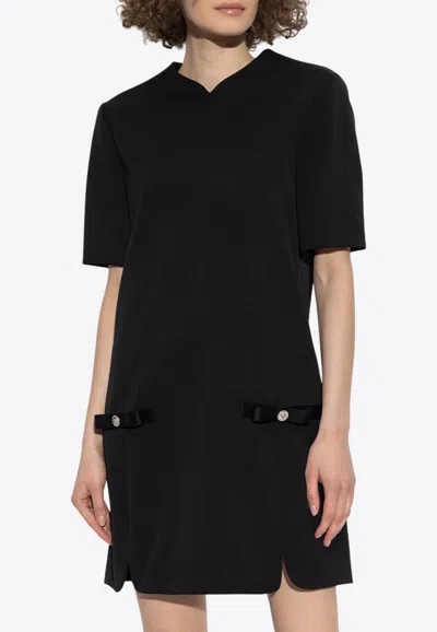 Versace Gianni Ribbon Wool Mini Dress In Black