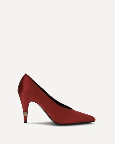 Versace Gianni Satin Pumps In Red