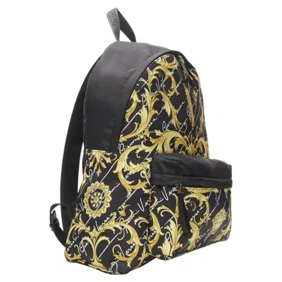 Versace Gianni Signature Barocco Virtus Backpack Bag In Black