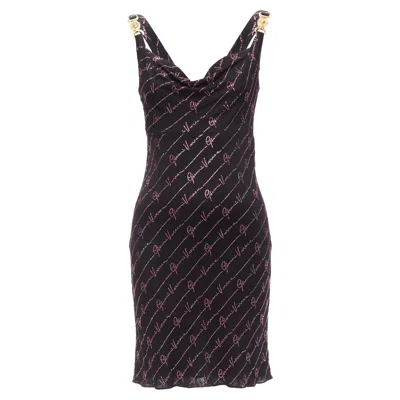 Versace Gianni Signature Crystal Medusa Mini Dress In Black