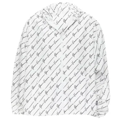 Versace Gianni Signature Nylon Hooded Windbreaker In White