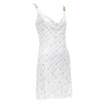 Versace Gianni Signature Silver Crystal Dress In White