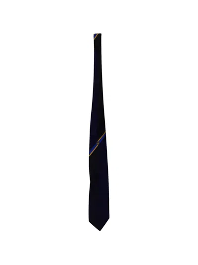 Pre-owned Versace Gianni Striped Tie In Blue