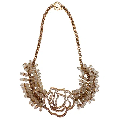 Pre-owned Versace Gianni  1990's Flower Beaded Necklace In Brown