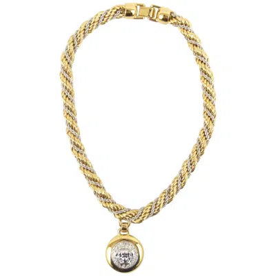 Pre-owned Versace Gianni  1990 Gold And Silver Metal Rope Necklace With Silver Pendent In Sand