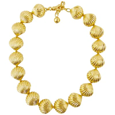 Pre-owned Versace Gianni  1990's Gold Tone Shell Necklace