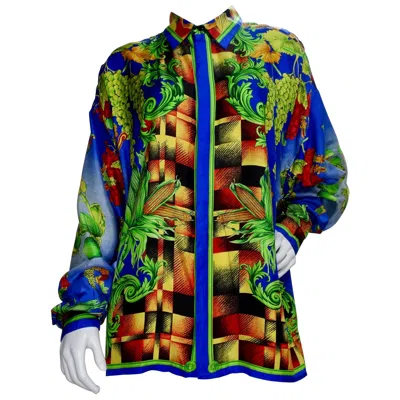 Pre-owned Versace Gianni  1990s "autumn Nature" Silk Shirt In Black