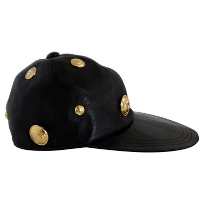 Pre-owned Versace Gianni  1990s Black Leather Medusa Hat