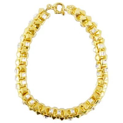 Pre-owned Versace Gianni  1990s Gold Stud And Stone Choker Necklace