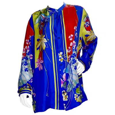 Pre-owned Versace Gianni  1990s Japanese Inspired Silk Shirt In Purple