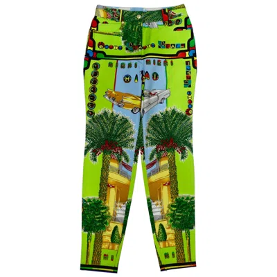 Pre-owned Versace Gianni  1990s Miami Print Jeans In Black