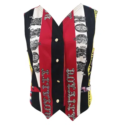 Pre-owned Versace Gianni  1990s Vintage Beatles Baroque Print Unisex Vest Gilet In Red