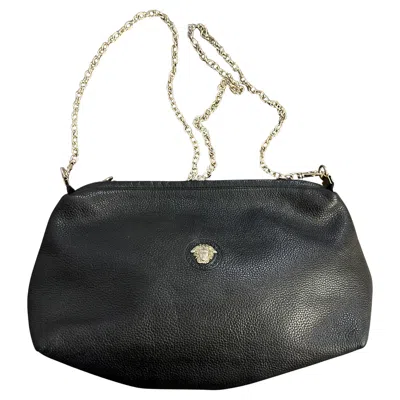 Pre-owned Versace Gianni  1990s Vintage Black Leather Medusa Shoulder Bag, Italy