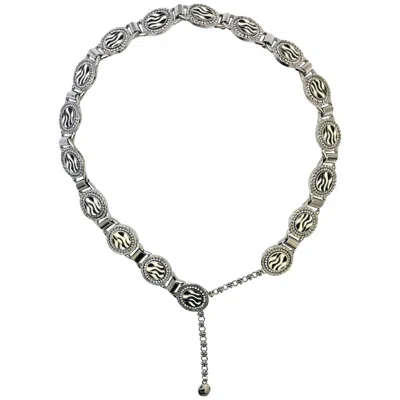 Pre-owned Versace Gianni  1990s Zebra Print Metal Belt With Diamantes In Gray