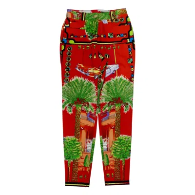 Pre-owned Versace Gianni  1993 Miami Print Jeans In Red