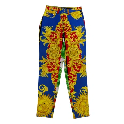 Pre-owned Versace Gianni  1993 Sun Baroque Print Jeans In Brown