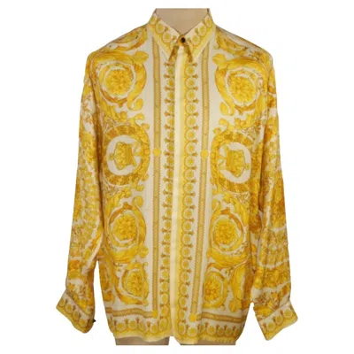 Pre-owned Versace Gianni  1994 Barocco Silk Shirt In Brown
