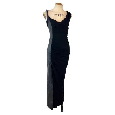 Pre-owned Versace Gianni  1997 Couture Fall Black Leather Gown