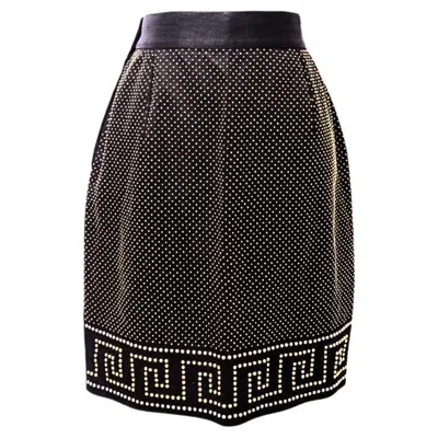 Pre-owned Versace Gianni  Black And Gold Studded Mini Skirt - Eu 40