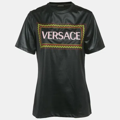 Pre-owned Versace Gianni  Black Graphic Logo Detail Jersey T-shirt S