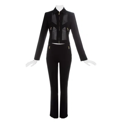 Pre-owned Versace Gianni  Black Lycra And Mesh Pant Suit, Ss 2003