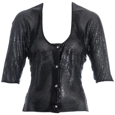 Pre-owned Versace Gianni  Black Oroton Chainmail Evening Blouse, Fw 1983