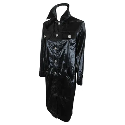 Pre-owned Versace Gianni  Black Patent Look Coat Medusa Small