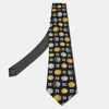Versace Gianni  Black Printed Textured Silk Tie In Multi