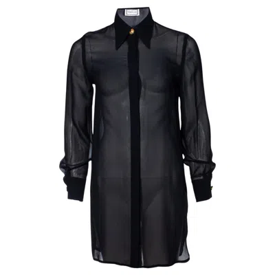 Pre-owned Versace Gianni , Black Silk Blouse With Medusa Buttons