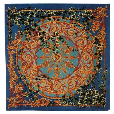Pre-owned Versace Gianni , Blue Ivy Rug Hand Knotted Wool 7'10" X 7'10"