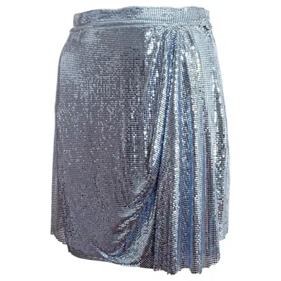 Pre-owned Versace Gianni  Blue Oroton Chainmail Draped Evening Mini Skirt, Fw 1994