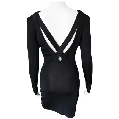 Pre-owned Versace Gianni  C. 1980 Vintage Semi-sheer Bodycon Knit Black Dress