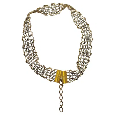 Pre-owned Versace Gianni  Chainmail And Diamante Belt C.1980's In Brown