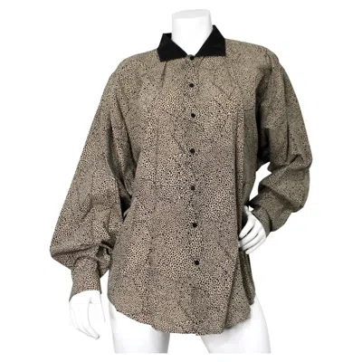 Pre-owned Versace Gianni  Cheetah Print Cotton Button-up Shirt Circa 1980s In Gray