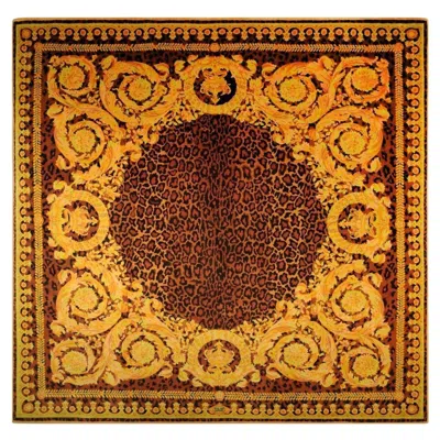 Pre-owned Versace Gianni  Collection Rug Wild Barocco, Gold Leopard Animal Print, 1980 In Brown