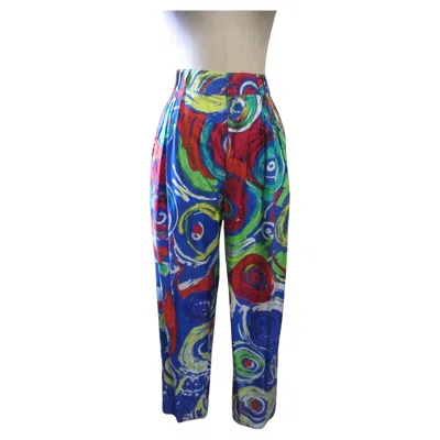 Pre-owned Versace Gianni  Colorful Abstract Print Trousers, Circa 1991 In Purple