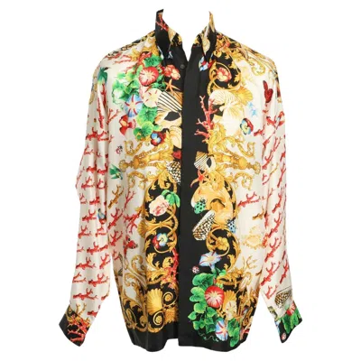 Pre-owned Versace Gianni  Corals Silk Shirt In Sand