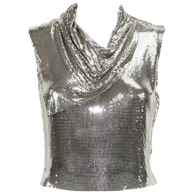 Pre-owned Versace Gianni  Couture 90s Metallic Mesh Silver Top It. 38