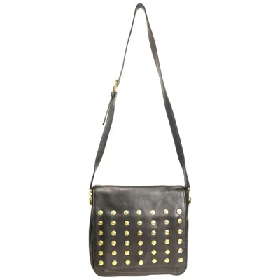 Pre-owned Versace Gianni  Couture Black Lambskin With Gold Toned "medusa" Shoulder Bag