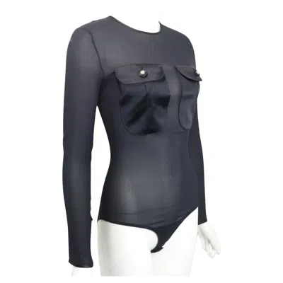 Pre-owned Versace Gianni  Couture Black Silk See Through Body Suit Top