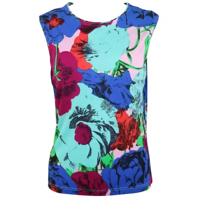 Pre-owned Versace Gianni  Couture Colour Floral Print Tank Top In Purple