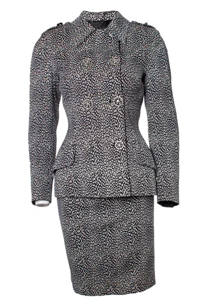 Pre-owned Versace Gianni  Couture Double Breasted Blazer And Skirt In Gray