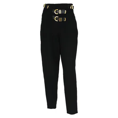 Pre-owned Versace Gianni  Couture F/w 1992 Black Wool Bondage Pants It.42