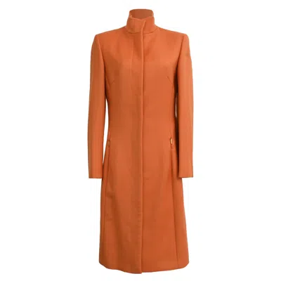 Versace Gianni  Couture High-neck Coat With Pockets In Orange Wool