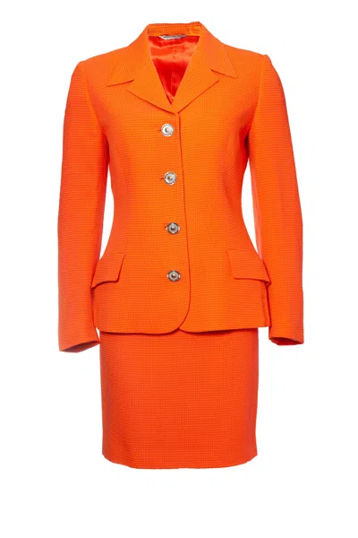 Versace Gianni  Couture Orange Blazer And Skirt
