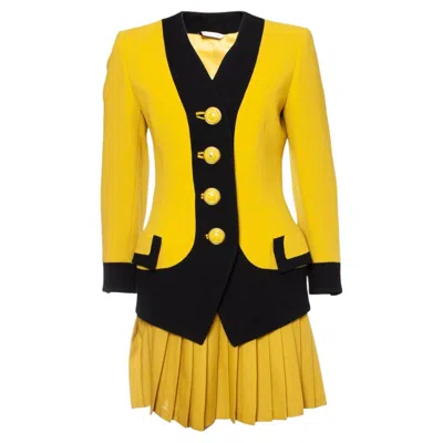 Pre-owned Versace Gianni  Couture, Runway Blazer And Pleated Skirt In Yellow