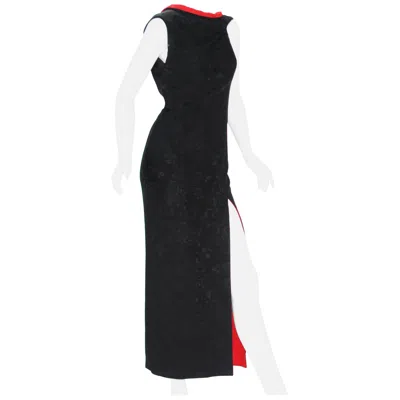 Pre-owned Versace Gianni  Couture S/s 1998 Collection Black And Red Open Back Dress Gown