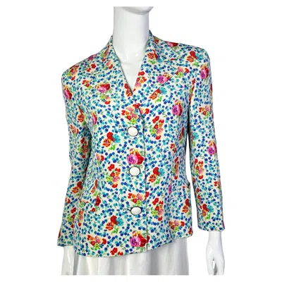 Pre-owned Versace Gianni  Couture Vintage Silk Blazer, 1990s In Gray