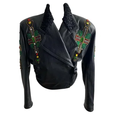 Pre-owned Versace Gianni  Fall 1991 Leather Jacket In Black